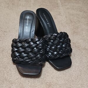 Madden Girl Black Woven Heeled Sandals